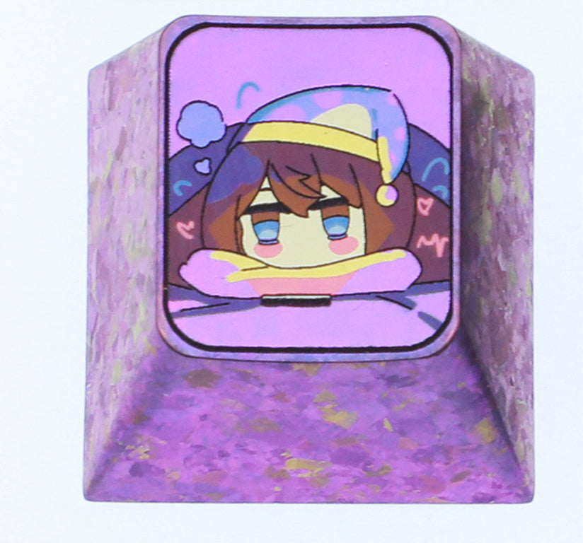 Honkai Impact 3, Cartoon version Seele Vollerei, 1U titanium alloy personalized keycaps, game culture creative metal decorative keycaps, mechanical keyboard game character keycaps