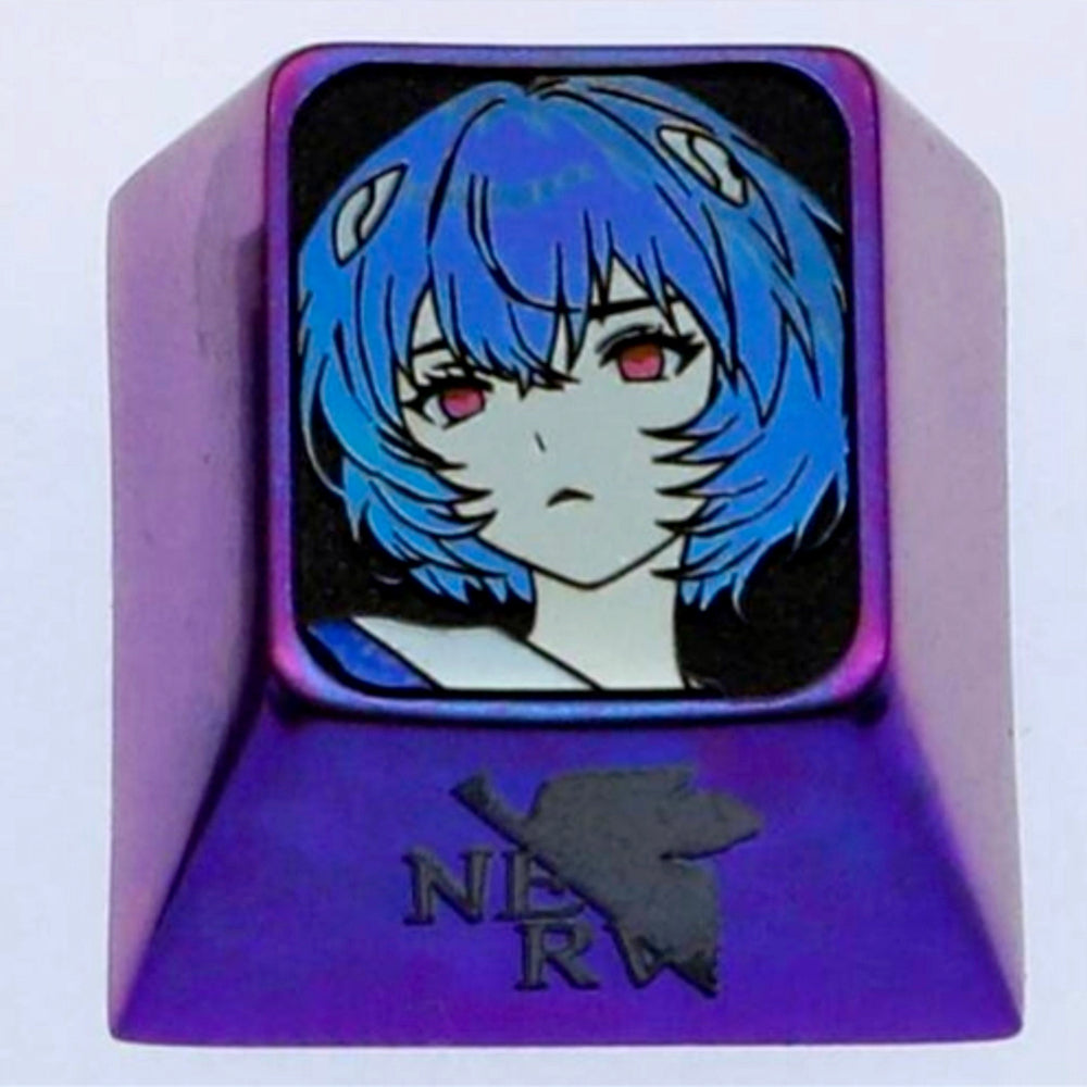 EVA, Asuka/Ayanami Rei, 1U titanium alloy personalized keycap with avatar, anime metal keycap
