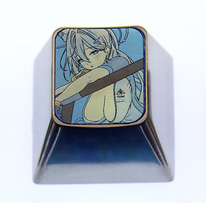 Blue Archive, Character 1U titanium alloy personalized keycaps, metal carved keycaps around anime and game characters