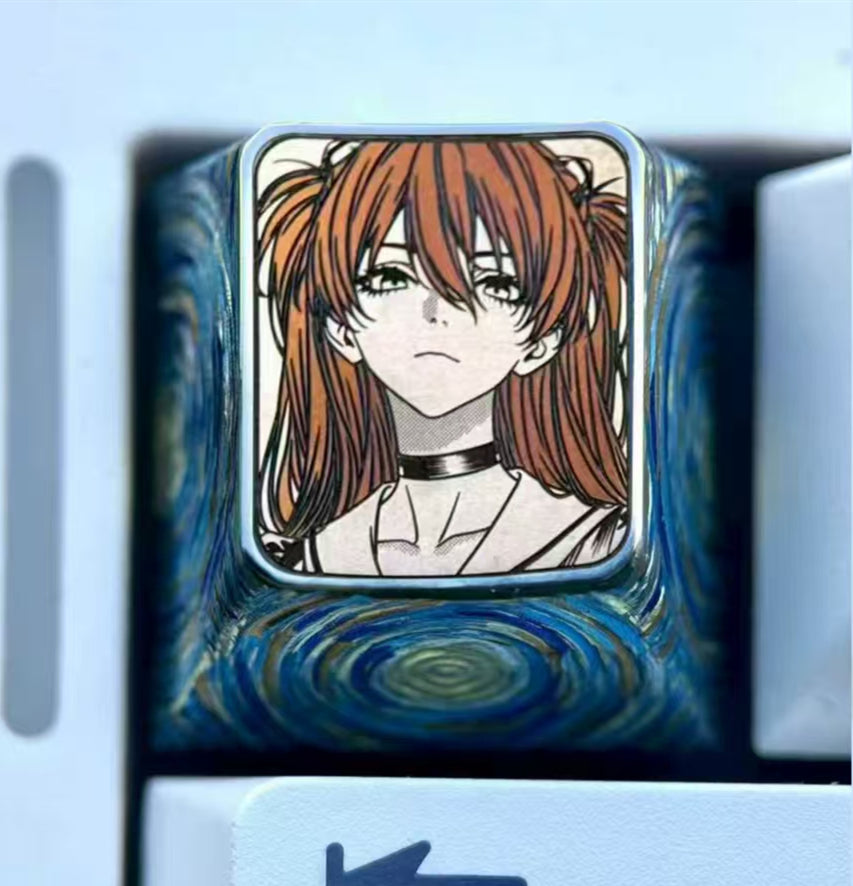 EVA, Asuka, Ayanami Rei, 1U titanium alloy precision carving, metal carving point color decoration keycaps around anime and game characters.