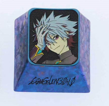 EVA, Nagisa Kaworu, 1U titanium alloy personalized keycaps, anime and game culture creative personalized keycaps, mechanical keyboard metal decorative keycaps