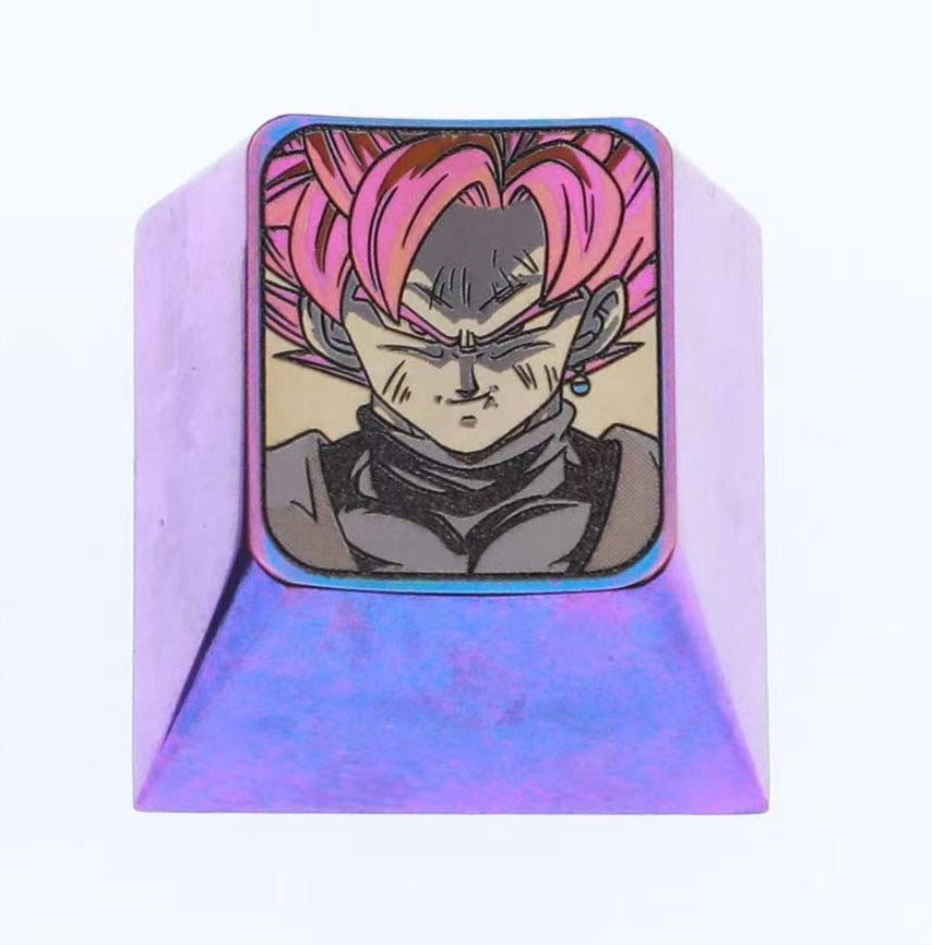Dragon Ball, Black Son Goku, 1U Titanium Alloy Personalized Keycaps, Anime Game Culture Creative Metal Decorative Keycaps