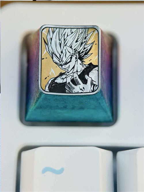 Dragon Ball, Vegeta,Bej ī ta Yonsei 1U Titanium Alloy Personalized Keycaps, Anime Character Cultural Creative Metal Decorative Keycaps