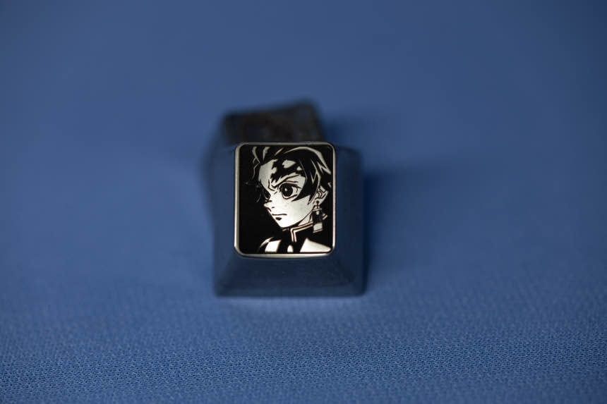 Demon Slayerseries,1U titanium alloy black and white carved personalized keycaps, keyboard decorative keycaps, anime character keycaps