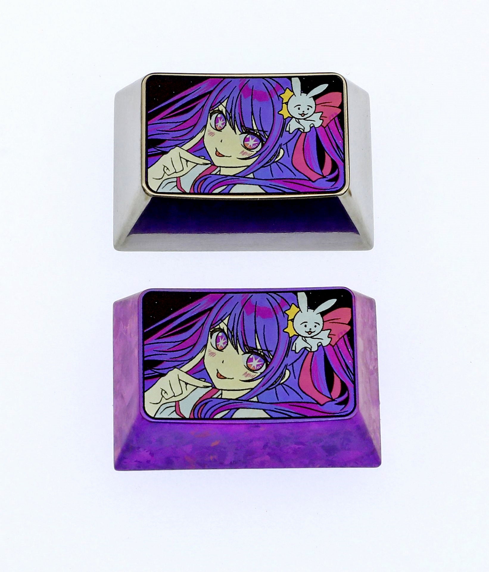 Hoshino Ai.1.5U titanium alloy personalized keycaps, anime character metal keycaps, keyboard decorative keycaps