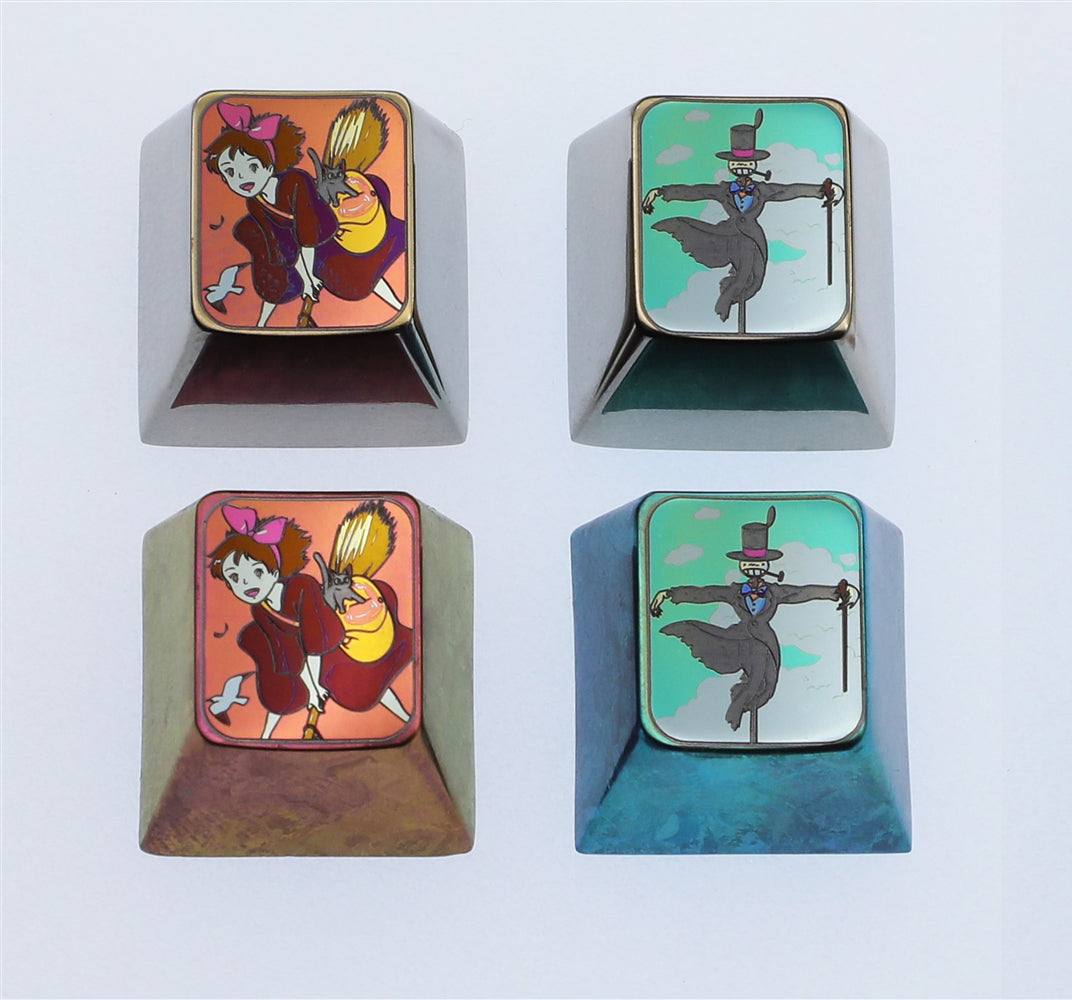 Miyazaki Hayao manga themed series, 1U titanium alloy carved metal personalized keycaps, mechanical keyboard decorative keycaps