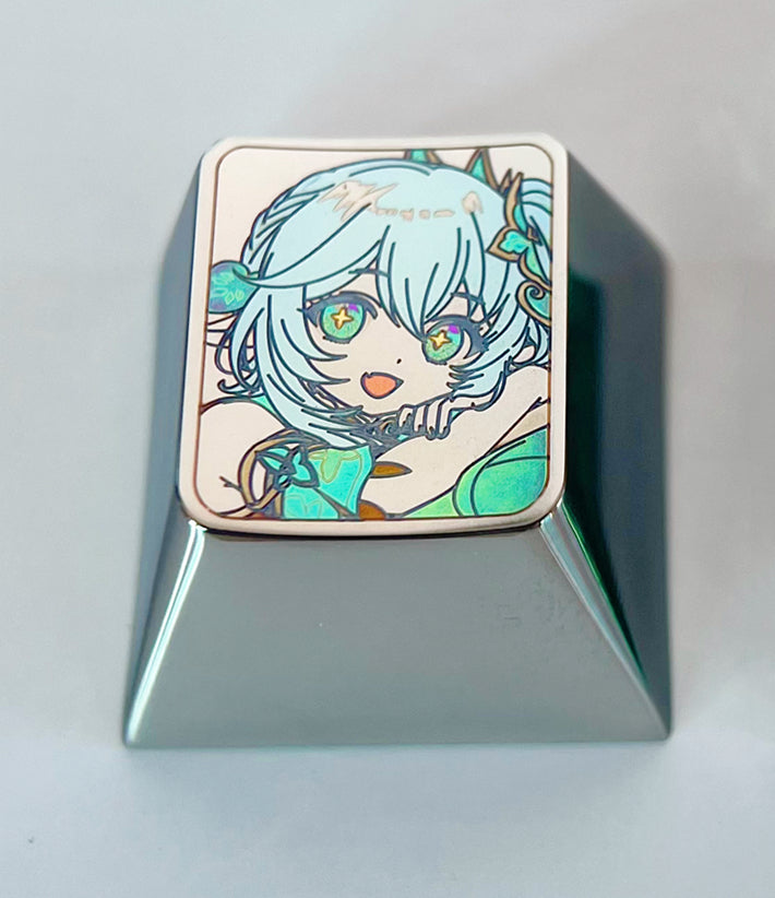 Nahida, Colored titanium alloy carved keycaps, personalized keycaps, decorative keycaps
