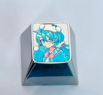 Miku titanium alloy 1U color titanium alloy carved keycaps, mechanical keyboard decorative keycaps, personalized keycaps