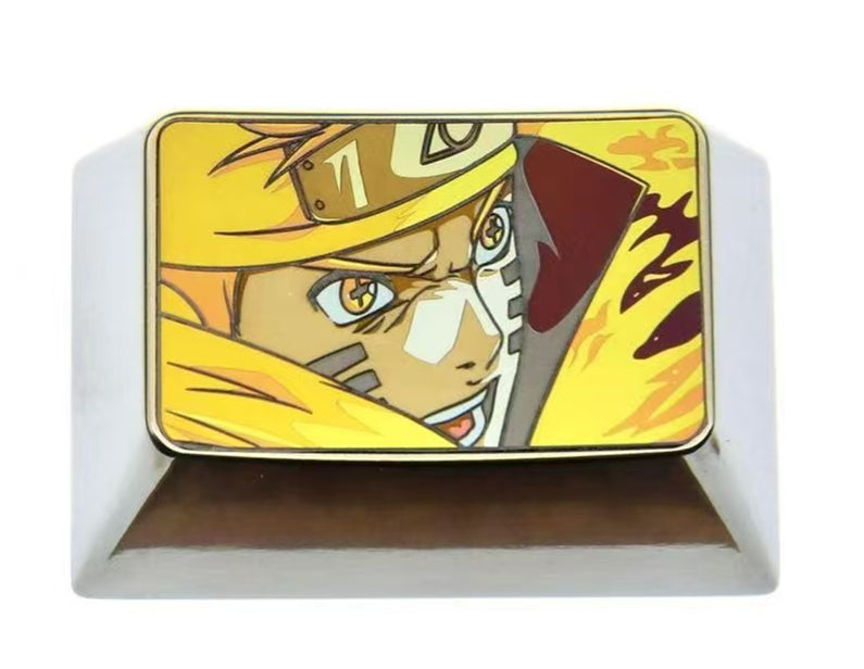 Naruto. Uzumaki Naruto/Uchiha Sasuke 1.5U titanium alloy personalized keycaps, anime character metal keycaps, keyboard decorative keycaps