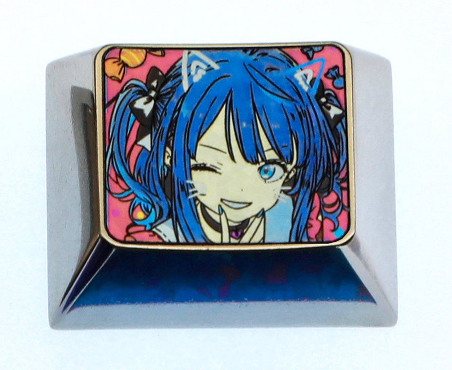 too many losing heroines! , 1U/1.25U titanium alloy personalized keycaps, metal carved anime peripheral products.