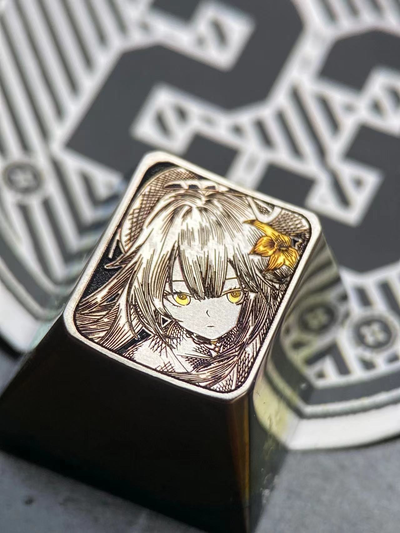 Honkai: Star Rail,Herta, Colorful carved titanium alloy, personalized keycaps for mechanical keyboards.