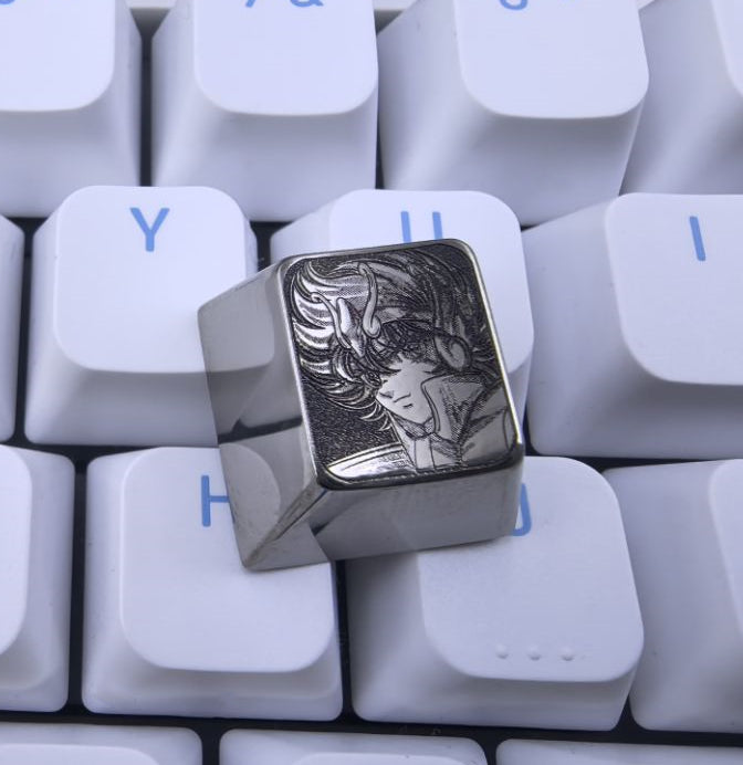 Saint Seiya, 1U titanium alloy personalized keycap, metal carved decorative keycap, anime keycap