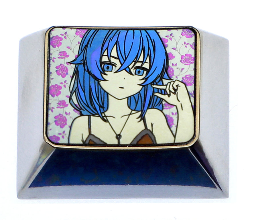Roxy, 1.25U titanium alloy personalized keycaps, metal creative carved keycaps around anime, game, novel characters