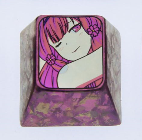 Akino Sakura, Pansy, 1U titanium alloy personalized keycaps, metal keycaps around characters in games, comics, and novels