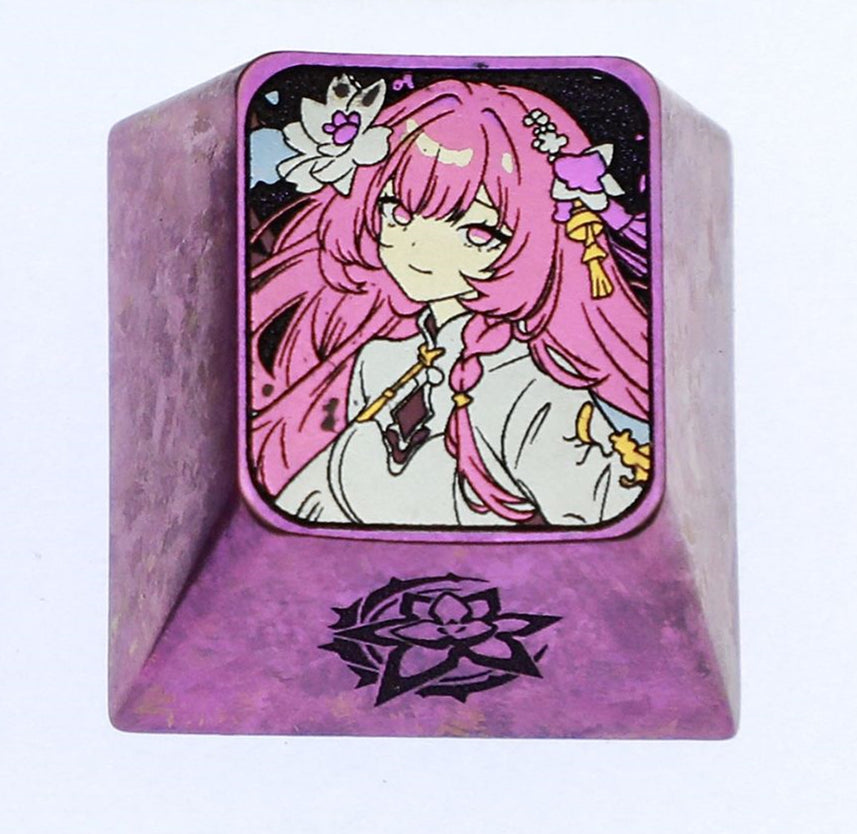 Honkai Impact 3, Elysia, 1U titanium alloy personalized keycaps, metal decorative art keycaps, gaming keycaps