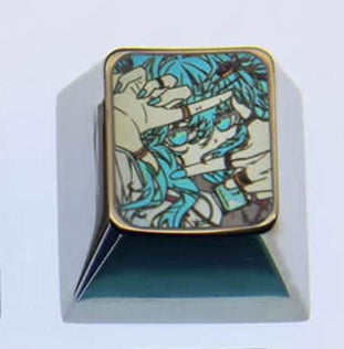 Two types of titanium alloy 1U personalized keycaps, mechanical keyboard decorative keycaps and music peripheral keycaps of Hatsune Miku