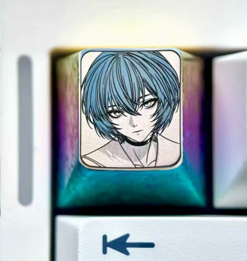 EVA, Asuka, Ayanami Rei, 1U titanium alloy precision carving, metal carving point color decoration keycaps around anime and game characters.