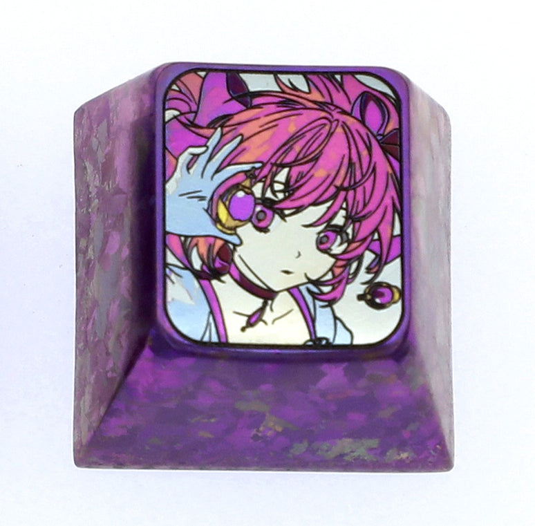 Kaname Madoka, 1U titanium alloy personalized keycap, metal decorative keycap around anime, game, novel characters