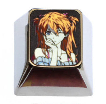 EVA, Asuka, Two styles of 1U titanium alloy personalized keycaps, metal art decorative keycaps for anime and games