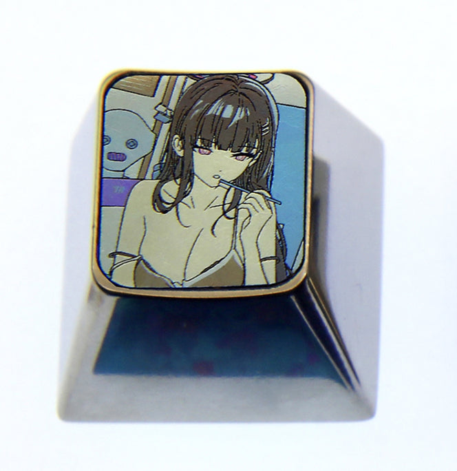 Blue Archive, Character 1U titanium alloy personalized keycaps, metal carved keycaps around anime and game characters