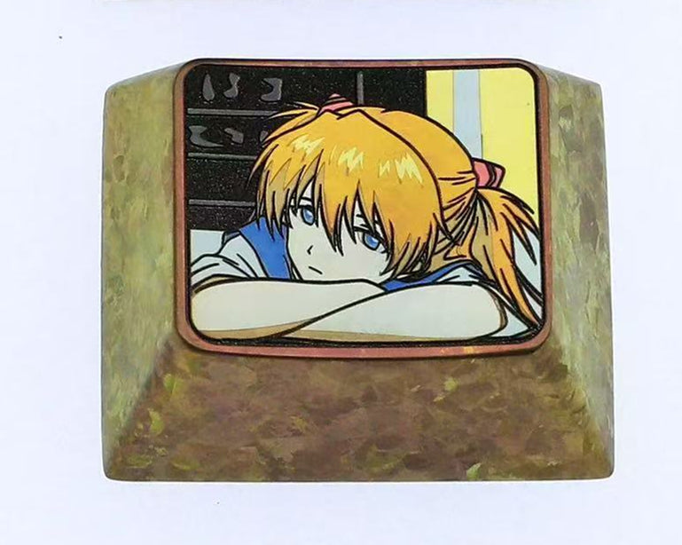 EVA, Asuka, 1.25U titanium alloy personalized keycaps, metal decorative keycaps around anime and game characters