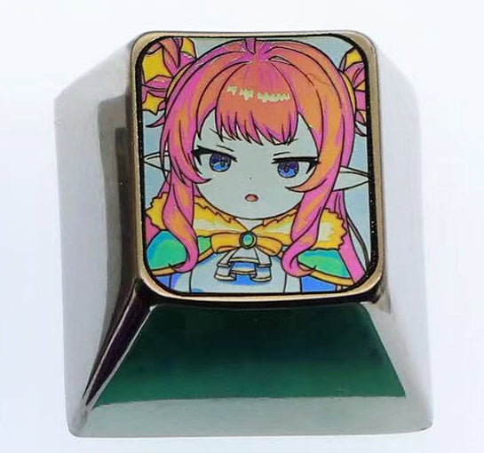 Chibi Maruko chan/Krithia, 1U titanium alloy personalized keycaps, cute decorative keycaps for anime themed mechanical keyboards