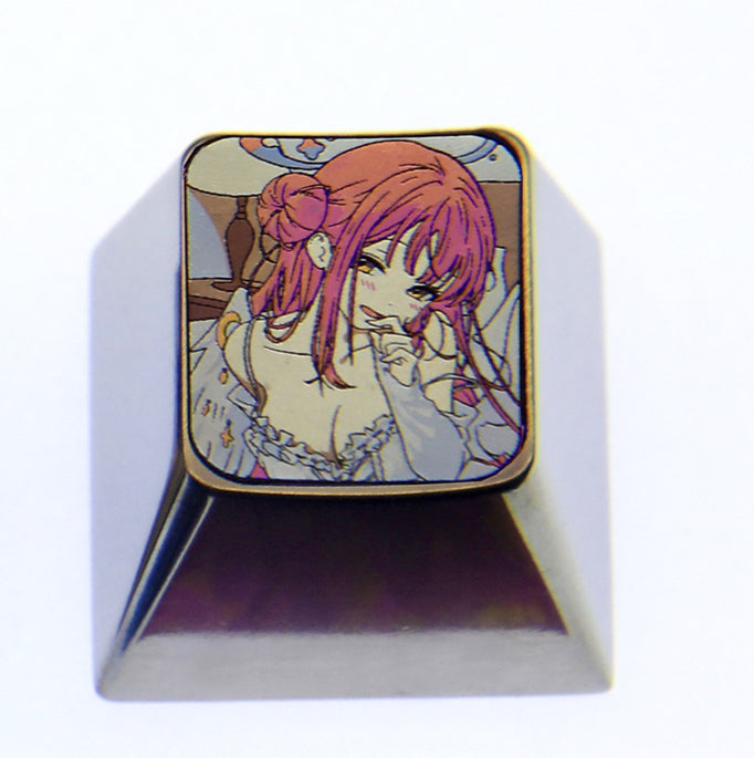 Blue Archive, Character 1U titanium alloy personalized keycaps, metal carved keycaps around anime and game characters