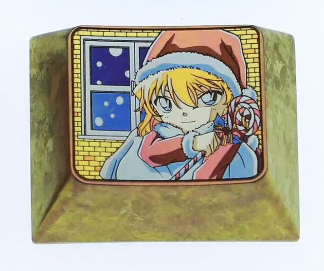 Detective Conan, Anita Hailey, 1U/1.25U titanium alloy personalized keycaps, customized metal carved decorative keycaps for anime and game creativity.