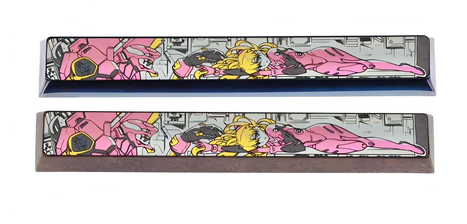 EVA, Asuka, 6.25U/7U Spacebar Titanium Alloy Personalized Keycaps, Metal Keycaps Surrounding Anime and Game Characters