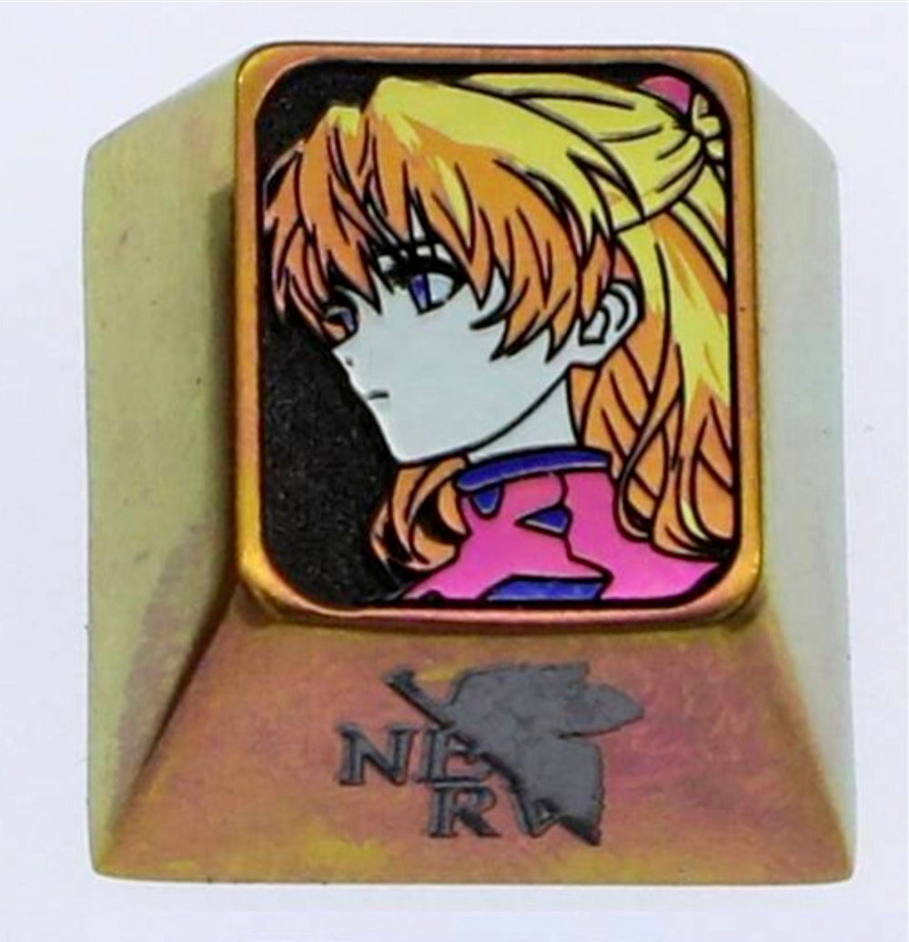 EVA, Asuka/Ayanami Rei, 1U titanium alloy personalized keycap with avatar, anime metal keycap