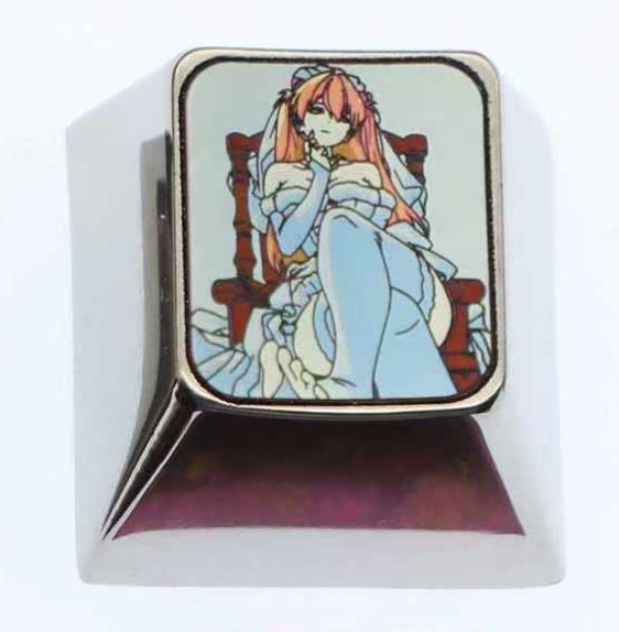EVA, Asuka, 1U titanium alloy personalized decorative keycap, anime and game cultural creative metal carving mechanical keyboard keycap