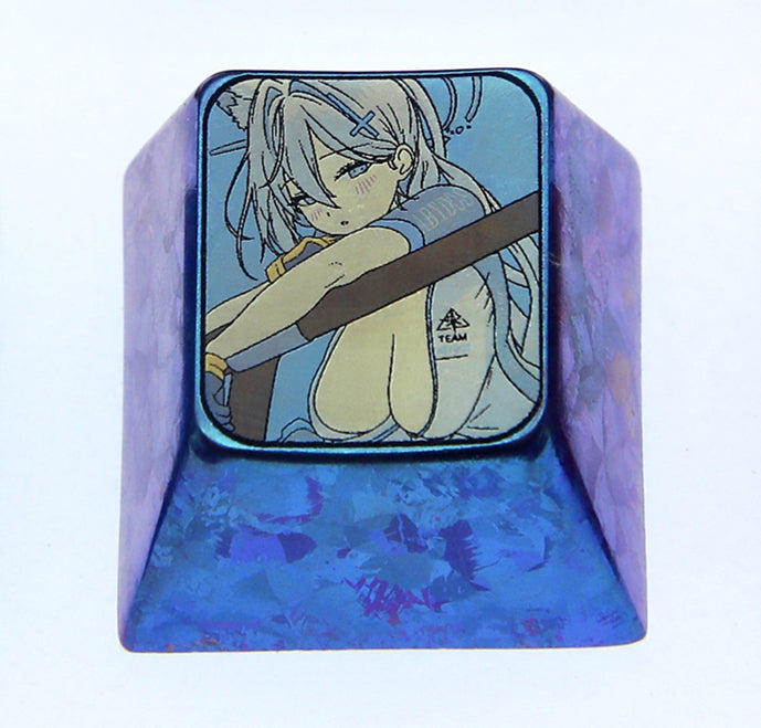 Blue Archive, Character 1U titanium alloy personalized keycaps, metal carved keycaps around anime and game characters