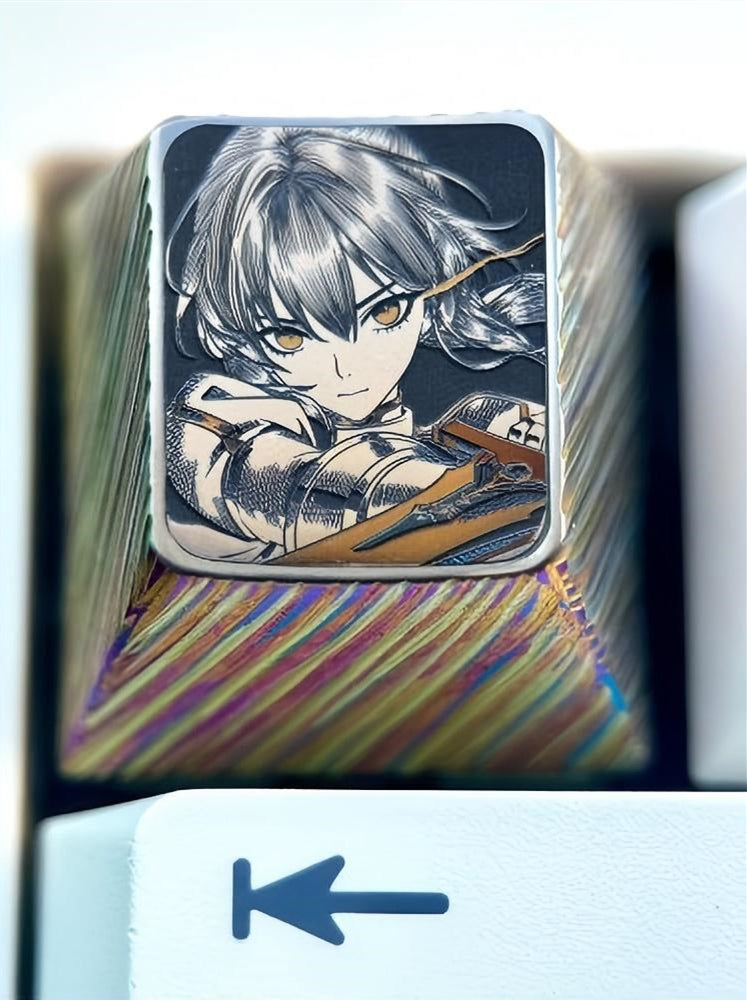 Saber, Altria Pendragon1U titanium alloy precision carved personalized keycaps, metal art keycaps for anime and game characters.