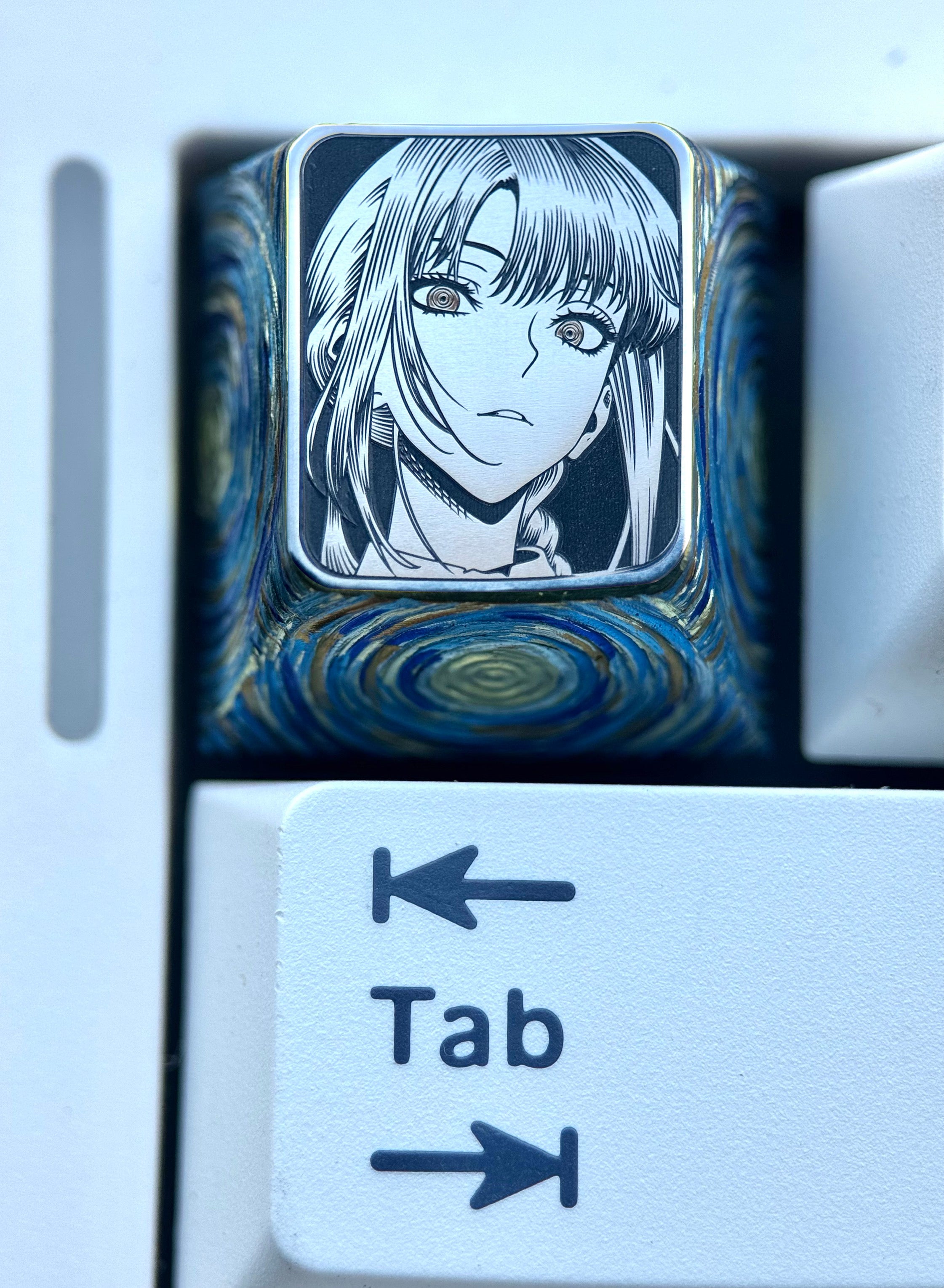 Chainsaw Man, Makima, 1U titanium alloy metal personalized keycaps, anime and game character carving art creative keycaps