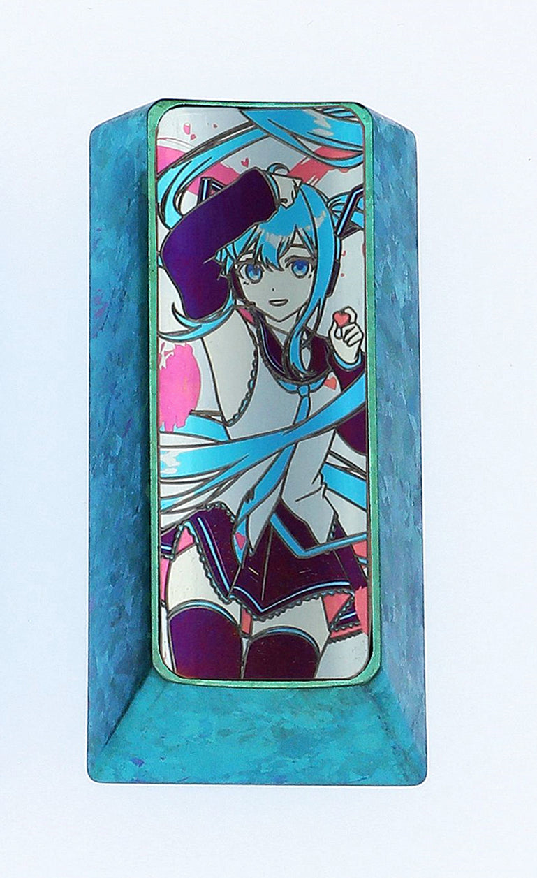 Hatsune Miku 2U vertical version (pad) Enter key, personalized key cap, keyboard cartoon decorative key cap, metal art key cap