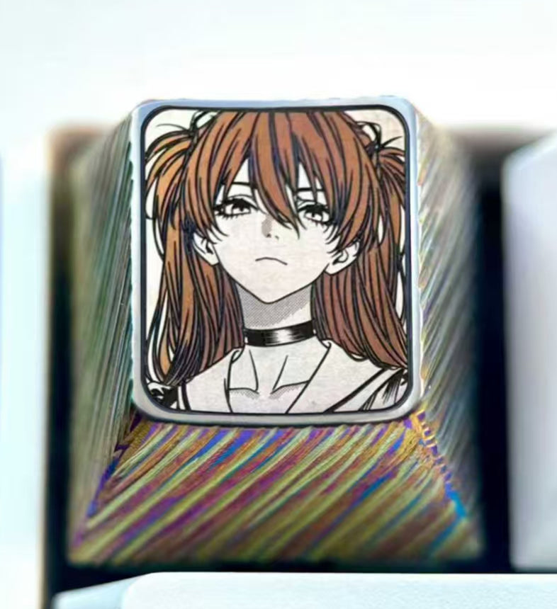EVA, Asuka, Ayanami Rei, 1U titanium alloy precision carving, metal carving point color decoration keycaps around anime and game characters.