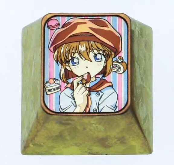 Detective Conan, Anita Hailey, 1U/1.25U titanium alloy personalized keycaps, customized metal carved decorative keycaps for anime and game creativity.