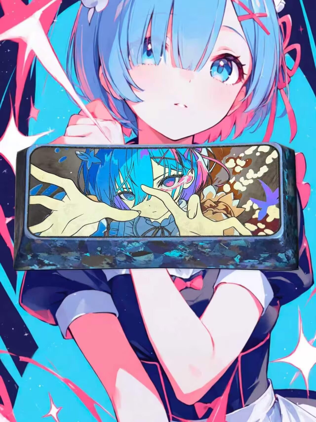 Re:Life in a different world from zero,Rem 2.25 U Titanium alloy personalized keycaps, anime and game cultural creative keycaps, mechanical keyboard decorative keycaps