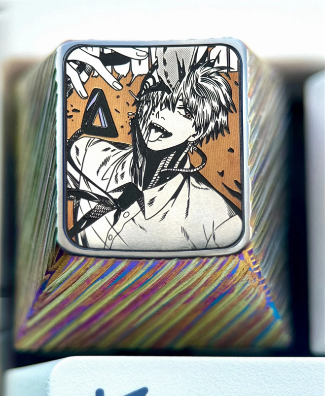 Chainsaw Man, Denji, 1U titanium alloy precision carved personalized keycaps, anime and game character creative carved keycaps