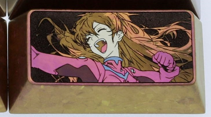 EVA, Asuka, 2.25U/2U titanium alloy carved personalized keycaps, metal decorative keycaps