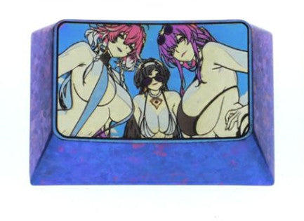 Summer swimsuit series, titanium alloy personalized keycaps 1.5u 1.75u 4u, metal carved keycaps for anime and game characters