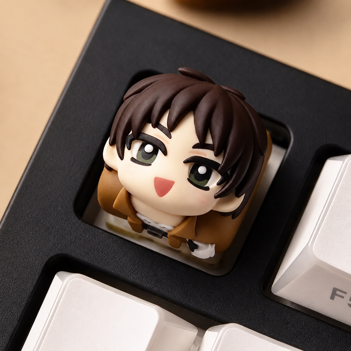 Attack on Titan cartoon main character design cute cartoon style resin molded personalized keycaps, mechanical keyboard resin decorative keycaps