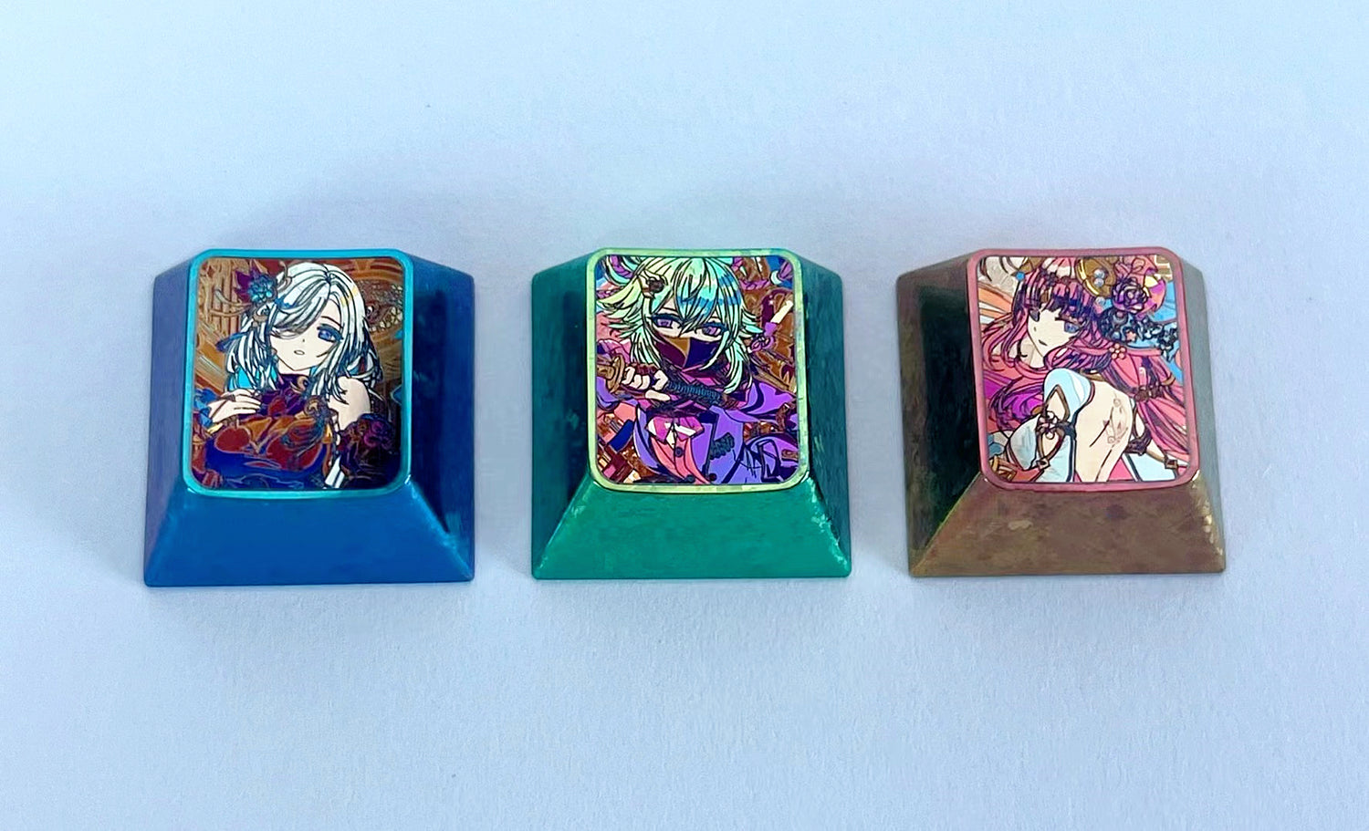 Genshin Impact, 1U titanium alloy personalized keycaps, metal art carved keycaps around anime and game characters