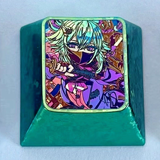 Genshin Impact, 1U titanium alloy personalized keycaps, metal art carved keycaps around anime and game characters