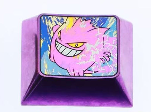 Pok é mon series, gengar 1.25U、1.5U、1.75U, Titanium alloy personalized keycaps, anime and game culture creative metal decorative art keycaps