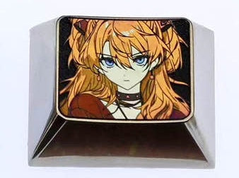 EVA, Asuka, 1U/1.25U titanium alloy personalized keycaps, metal decorative art keycaps around anime and game characters