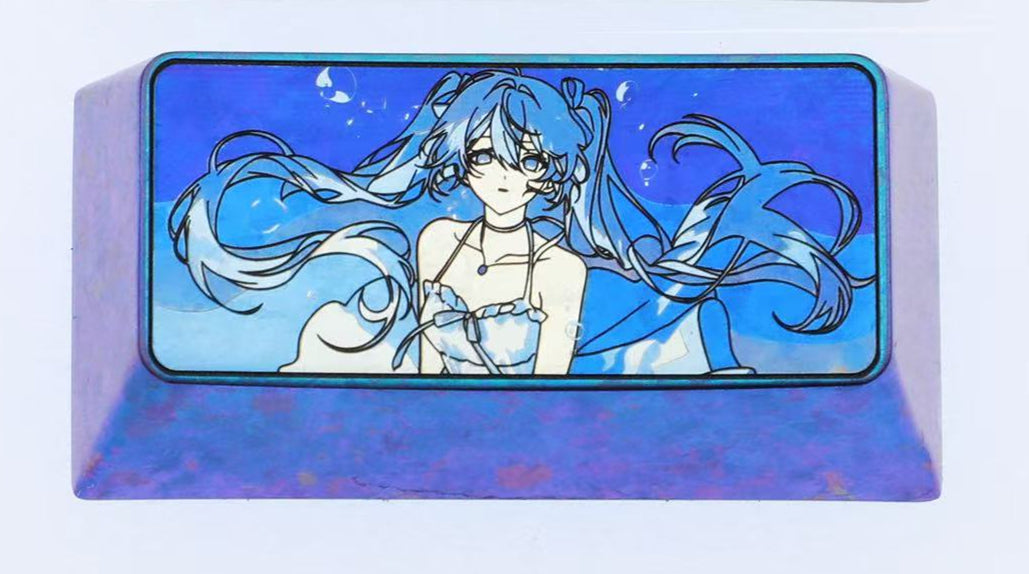 Hatsune Miku, 2U backspace key titanium alloy personalized key cap, animation game culture innovation carving decorative key cap