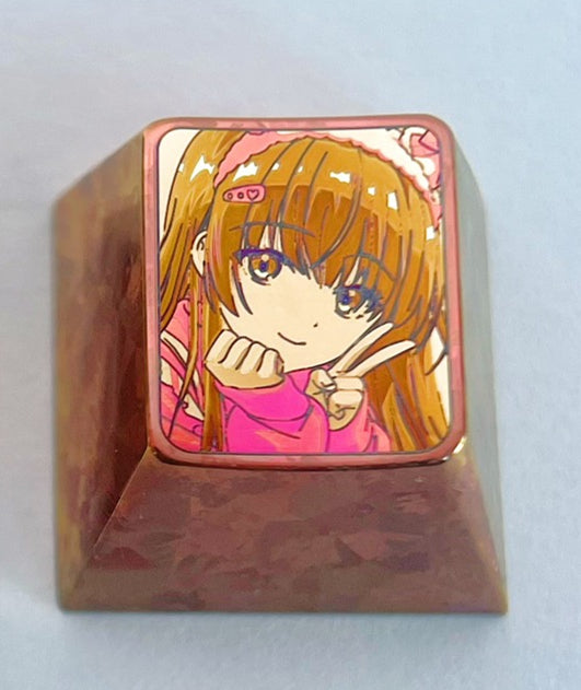Shiina Mahiru, 1U personalized keycap, titanium alloy metal decorative keycap, comic art keycap