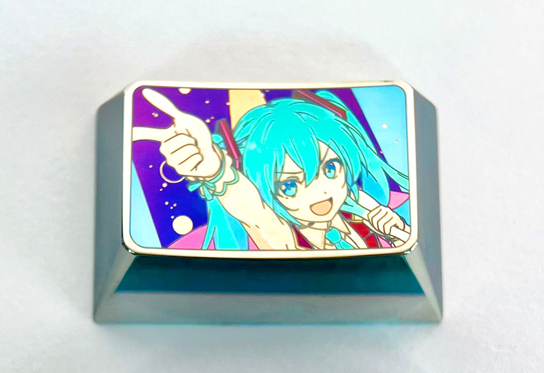 Hatsune Miku, 1.5U (tab) titanium alloy personalized keycaps, cartoon character decorative keycaps, metal art keycaps