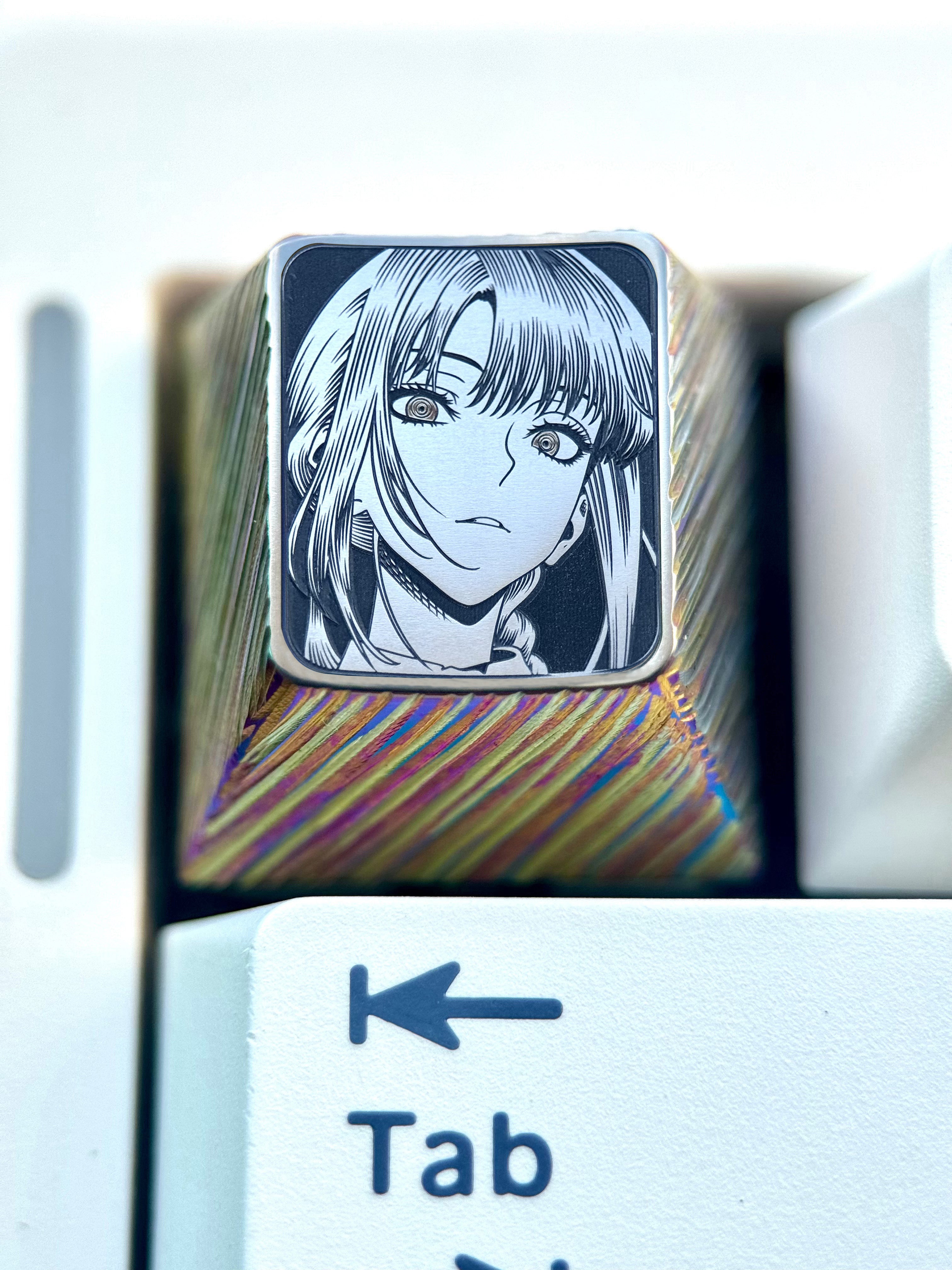 Chainsaw Man, Makima, 1U titanium alloy metal personalized keycaps, anime and game character carving art creative keycaps